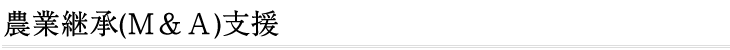 農業継承（Ｍ＆Ａ）支援